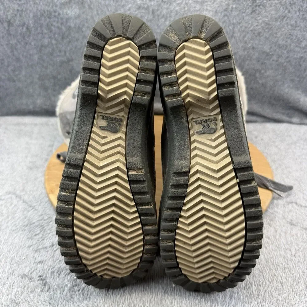 Sorel Tivoli High LI Boots Womens Size 6.5 Gray Suede Faux Fur Winter NL2093-052